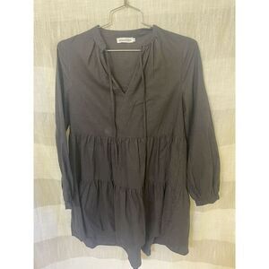 Atmos & Here Tiered V neck Black Dress Size 10 NWOT